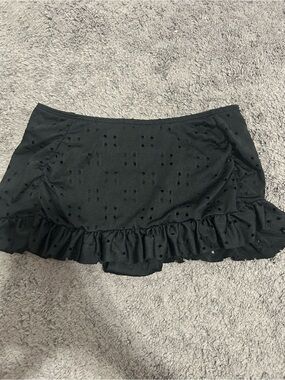 Black Ruffle Swim Skirt Bikini Bottom